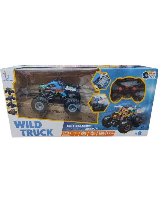 Wild Truck,Veicolo RC 2.4 GHz con luci a led,Colore blu,Cadabra,Eta 8+