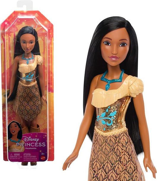 Disney Princess - Pocahontas bambola snodata, con capi e accessori scintillanti ispirati al film Disney,Mattel,Eta 3+