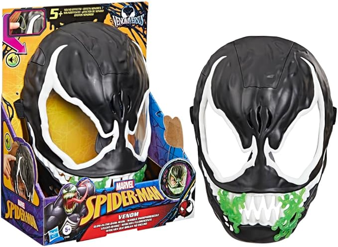 Marvel, Spider-Man VenomVersus, maschera di Venom che si illumina al buio, giocattoli a tema supereroi ,Hasbro,Eta 5+