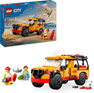 LEGO City Fuoristrada di Soccorso del Bagnino - Jeep Giocattolo da Costruire con 2 Minifigure e Squalo - Eta 6+
