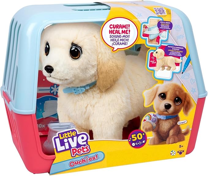 Little Live Pets - Ouchies | Cagnolino Peluche con funzioni e accessori,Rocco Giocattoli,Eta 5+