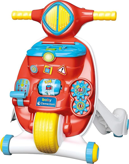 Baby Clementoni - Valentino Scooterino 2 in 1, Moto Bambini Spingibile 9 Gioco Prima Infanzia Made in Italy, Primi Passi