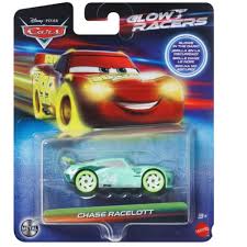 Veicolo in metallo Disney Cars Glow Racers ,Chase Racelott,Scala 1:55,Mattel eta 3+