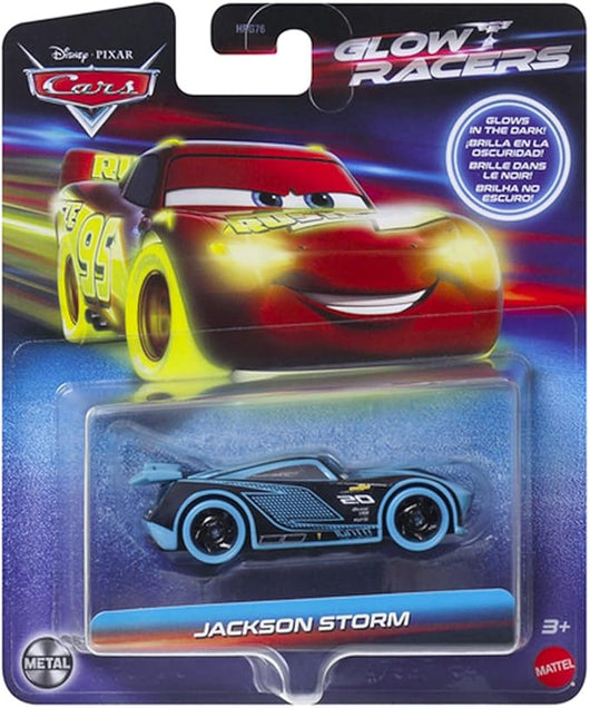 Veicolo in metallo Disney Cars Glow Racers ,Jackson Storm,Scala 1:55,Mattel eta 3+