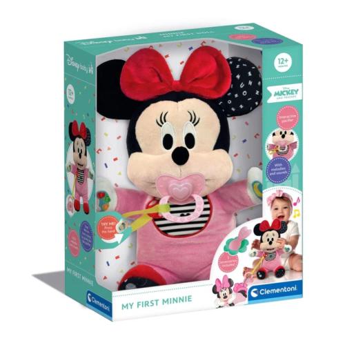 Disney Baby My first Minnie,Peluche con suoni e melodie 3 accessori inclusi,Clementoni,Eta 1+