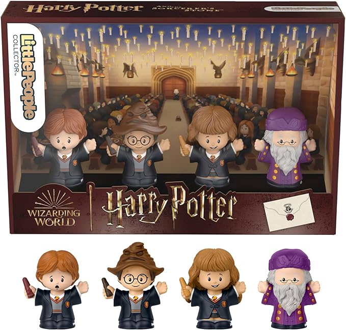 Little People Collector Harry Potter e la Pietra Filosofale Edizione Speciale Film, set  4 personaggi, Fisher-Price,Eta
