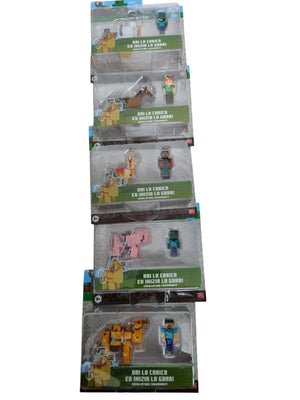 Minecraft Wind-Up Toy, Personaggio con cavalcatura a carica,1 pezzo modello casuale,Eta 6+