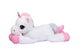 Peluche Unicorno steso 100 cm,Colore bianco,Decar, Eta 1+