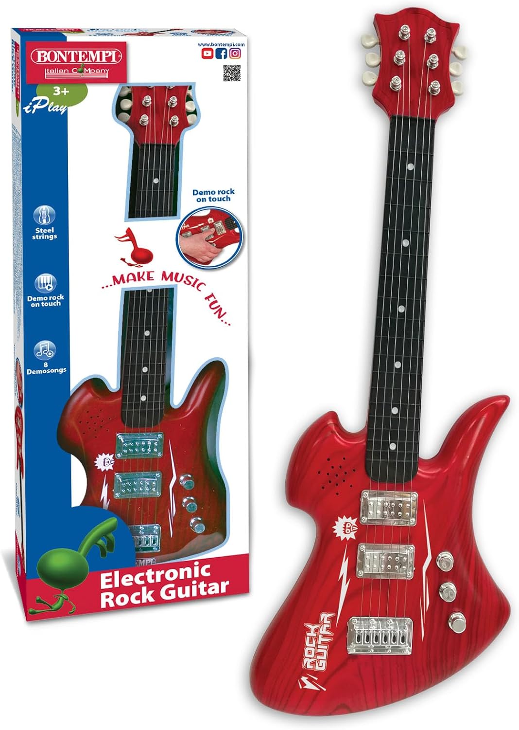 ElectroGroove - Chitarra Rock Elettronica per Vibrazioni Potenti e Ritmi Innovativi, Rosso,Bontempi,Eta 3+