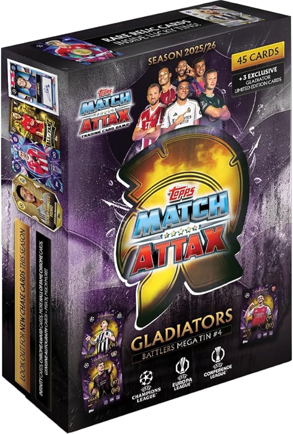 Carte Collezionabili Topps , Match Attax Gladiators Mega Tin Season 25/26,Battlers Mega Tin #4, Eta 6+