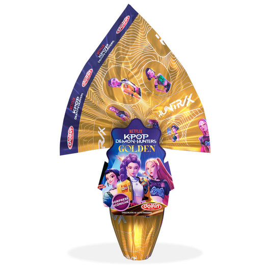 Uovo di Pasqua Kpop Demon Hunters 250g Dolfin , uova cioccolato al latte senza glutine con sorpresa collezionabili