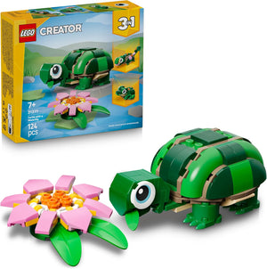 LEGO Creator 3in1 Tartaruga con Fiore di Ninfea Giocattolo - Animale Trasformabile in Camaleonte o Rana, Eta 7+