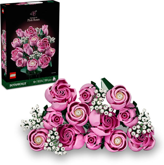 LEGO Botanicals Bouquet di Rose Rosa - Costruzioni per Adulti di Fiori Finti - Include 12 Rose Artificiali e 4 Rametti d