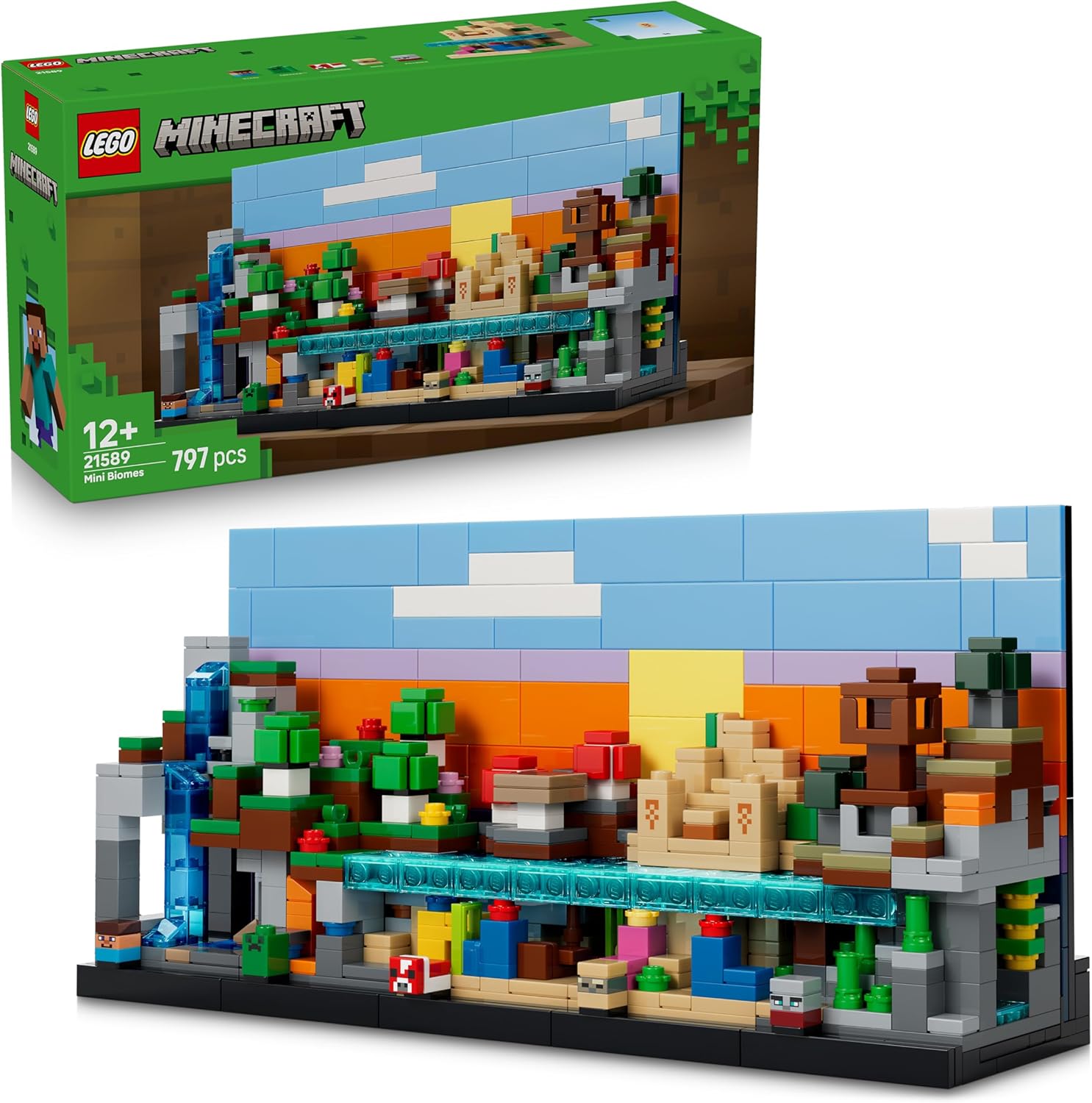 LEGO Minecraft Mini-Biomi Giocattolo - Decorazione Fai da Te in Miniatura per la Stanza da Gaming - Puzzle 3D con 5 Micr