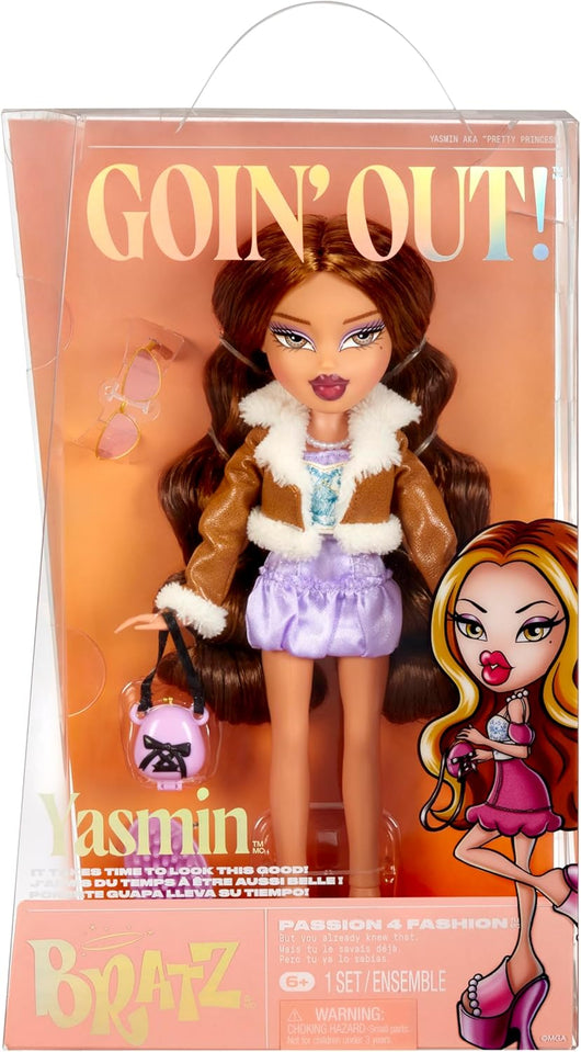 Bratz Goin` Out! Bambola - Yasmin - 1 Bambola da Collezione con Accessori, Dotata di un Vestito, una Borsetta, un Paio d