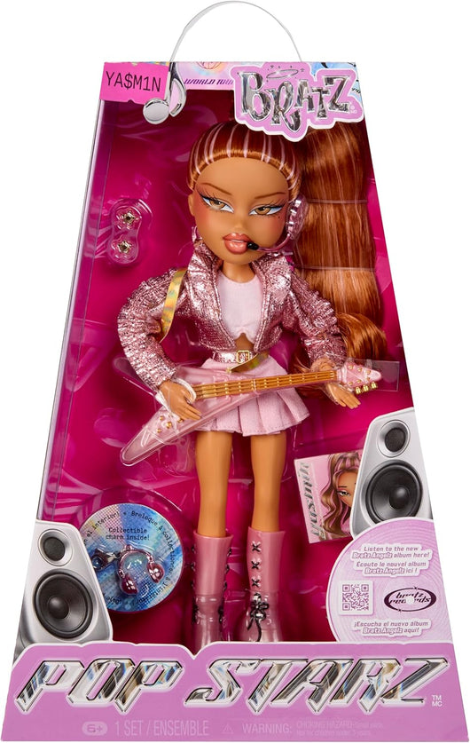 BRATZ Pop Starz Yasmin - Bambola fashion con charm da collezione, outfit e accessori musicali,MGA, Eta 6+