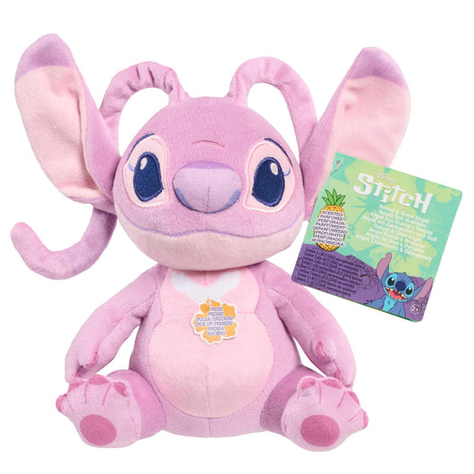 Disney Stitch Peluche Angel , Peluche profumato all`ananas con suono 15 cm, Eta 2+
