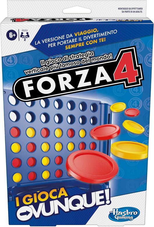 Forza 4, I Gioca Ovunque, Gioco Portatile, Giocattolo di Strategia Verticale per 2 Giocatori ,Hasbro,Eta 6+