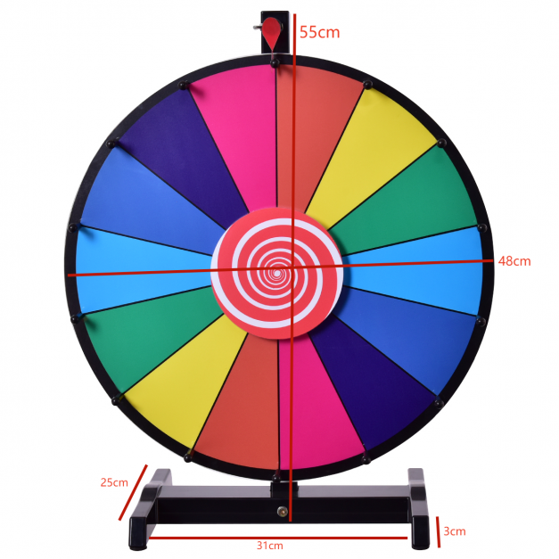 Gioco da tavolo Ruota della fortuna 18 pollici (φ 48 cm) giochi da tavolo personalizzabili con penna cancellabile, 2 puntatori 20_0007499