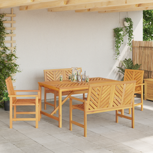 Set da Pranzo per Giardino 5 Pezzi in Legno Massello di Acacia