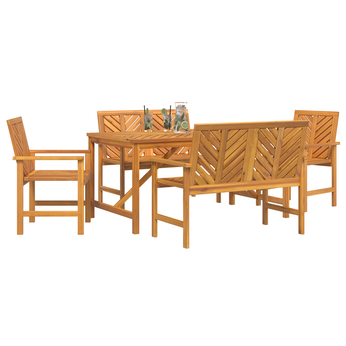 Set da Pranzo per Giardino 5 Pezzi in Legno Massello di Acacia
