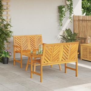 Set di Lounge da Giardino a 3 Pezzi in Legno Massello di Acacia