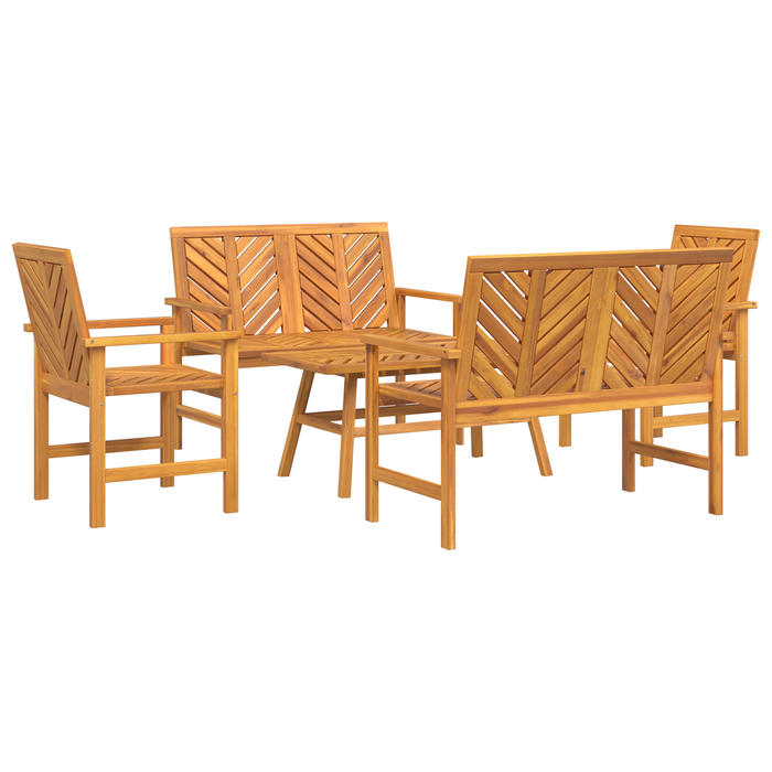 Set Lounge 5 Pezzi Giardino Legno Massello Acacia