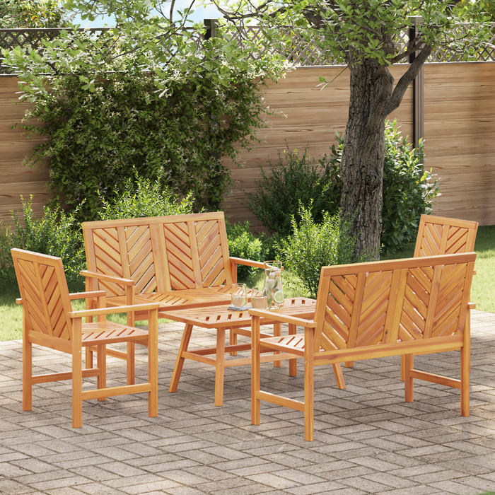 Set Lounge 5 Pezzi Giardino Legno Massello Acacia