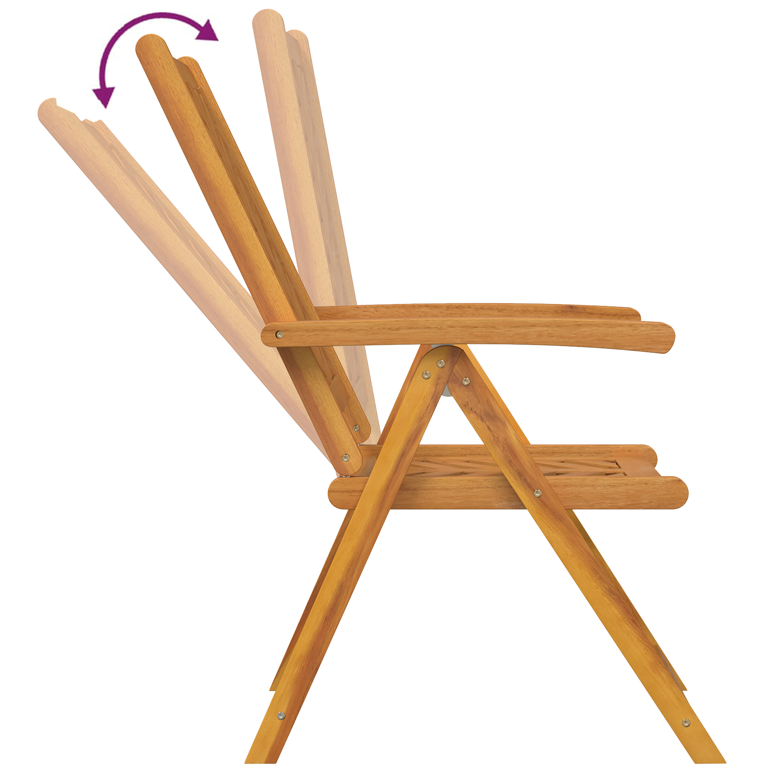 Sedie da Giardino Reclinate 4 pz Legno Massello di Acacia