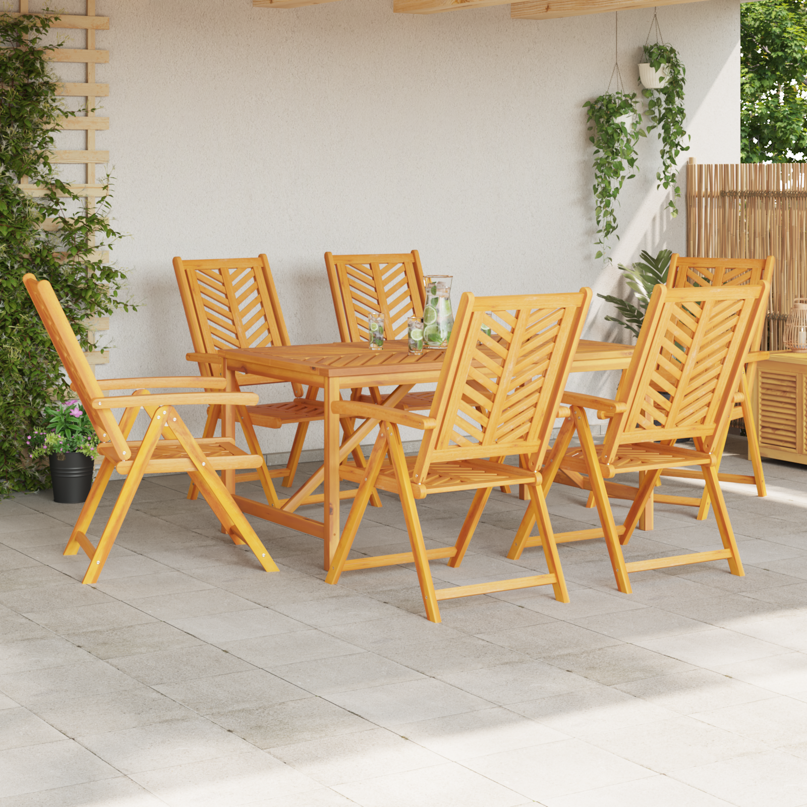 Sedie reclinabili da giardino 6 pcs in legno massello di acacia