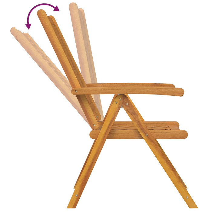 Sedie da Giardino Reclinevoli 8 pezzi in Legno Massello di Acacia