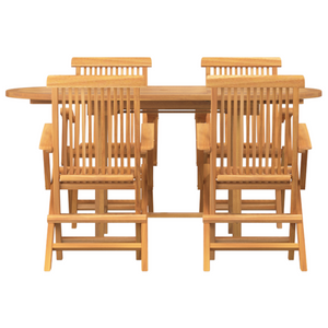 Set da pranzo da giardino 5 pezzi in legno massello di teak
