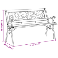 panchina da giardino  con schienale a motivi di rose 116 cm in legno