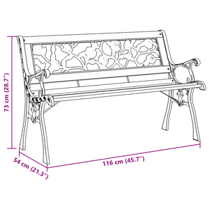 panchina da giardino  con schienale a motivi di rose 116 cm in legno