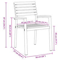 Sdraio da giardino impilabili 6 pz in legno di acacia e metallo