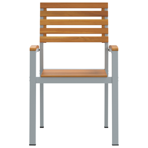 Sedia da Giardino Impilabile 8 pcs in Legno Massello di Acacia e Metallo