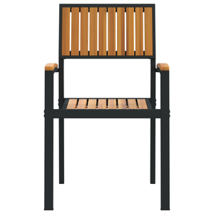 Set di 8 sedie da giardino impilabili in acciaio e legno di acacia nero