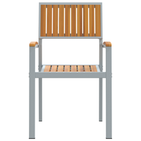 Sedie da giardino impilabili 6 pz Grigio Acciaio e legno massello di acacia