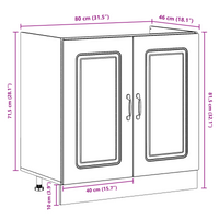 Armadio da cucina  "Kalmar" con doppi lavelli in legno ingegnerizzato bianco