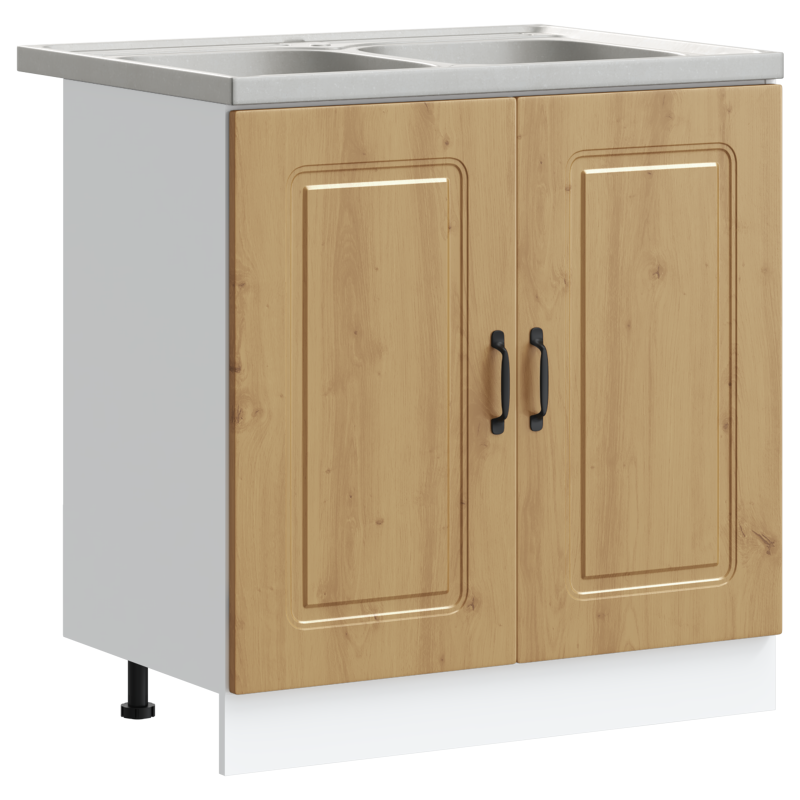 Armadio da Cucina  "Kalmar" con Doppio Lavabo Rovere Artigianale Legno Ingegnerizzato