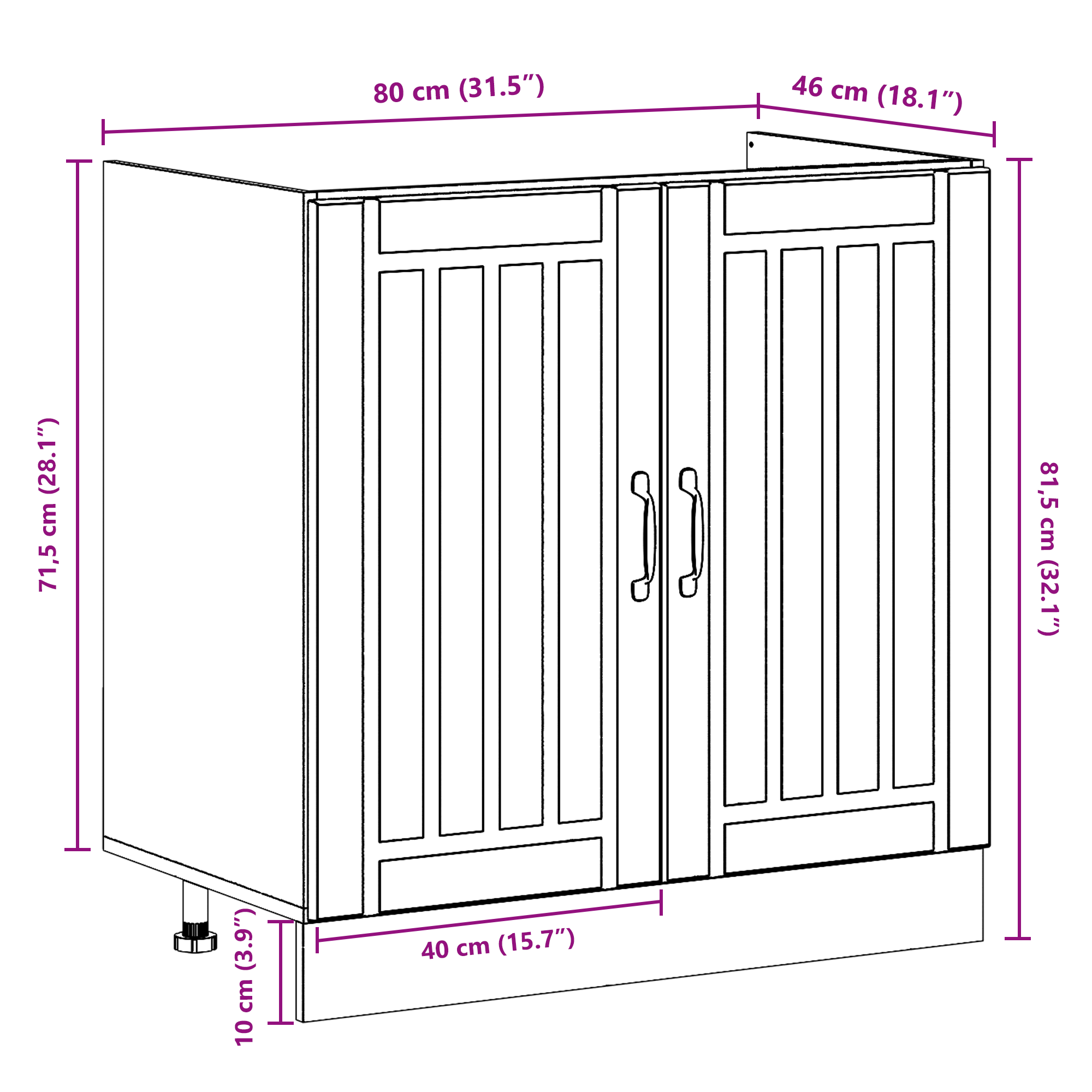 Mobile Cucina 'Lucca'di con Doppie Vasche - Legno Vecchio, Legno Ingegnerizzato