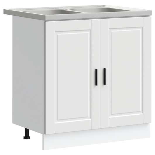 Mobiletto sotto lavabo "Porto" con lavabo bianco 80x46x84,5 cm in legno ingegnerizzato