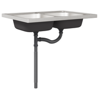 Mobile Sottolavello  "Porto" con Lavello Nero 80x46x84,5 cm in Legno Ingegnerizzato