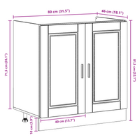 Mobile Sottolavello  "Porto" con Lavello Nero 80x46x84,5 cm in Legno Ingegnerizzato