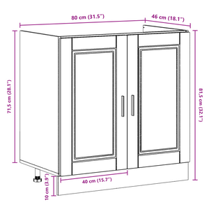 Mobile Sottolavello  "Porto" con Lavello Nero 80x46x84,5 cm in Legno Ingegnerizzato