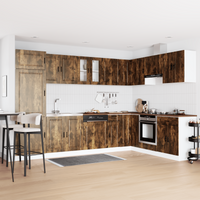 Mobile Base per Lavabo "Porto" con Lavabo Rovere Affumicato 80x46x84,5 cm in Legno Ingegnerizzato