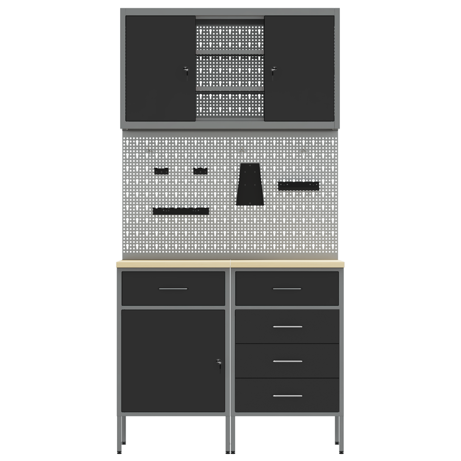 Set da Lavoro 5 Pezzi in Acciaio Nero