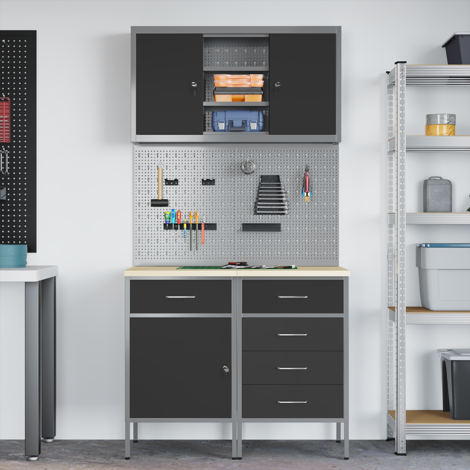 Set da Lavoro 5 Pezzi in Acciaio Nero