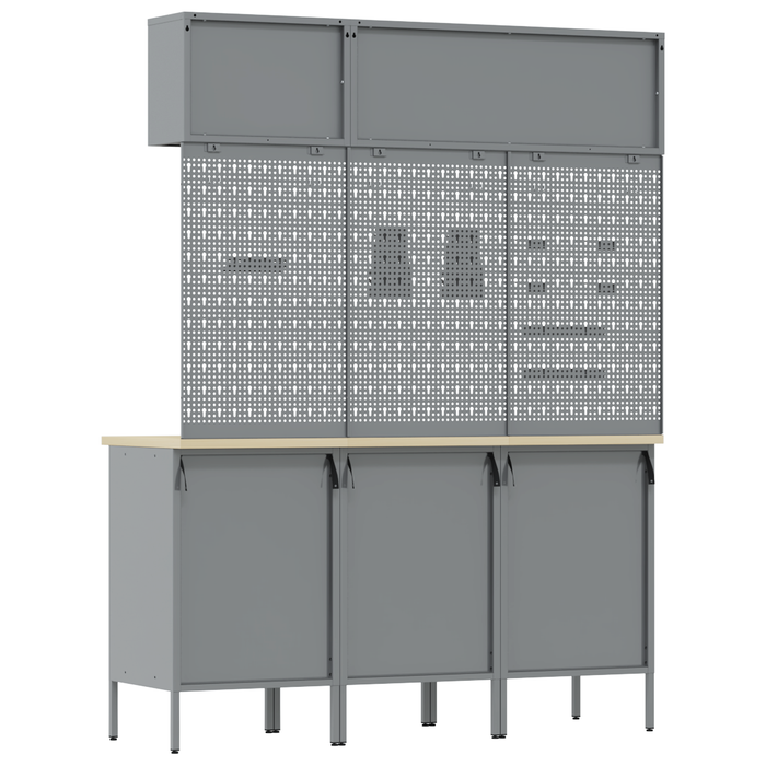 Set di Banchi da Lavoro 8 Pezzi in Acciaio Rosso