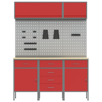 Set di Banchi da Lavoro 8 Pezzi in Acciaio Rosso